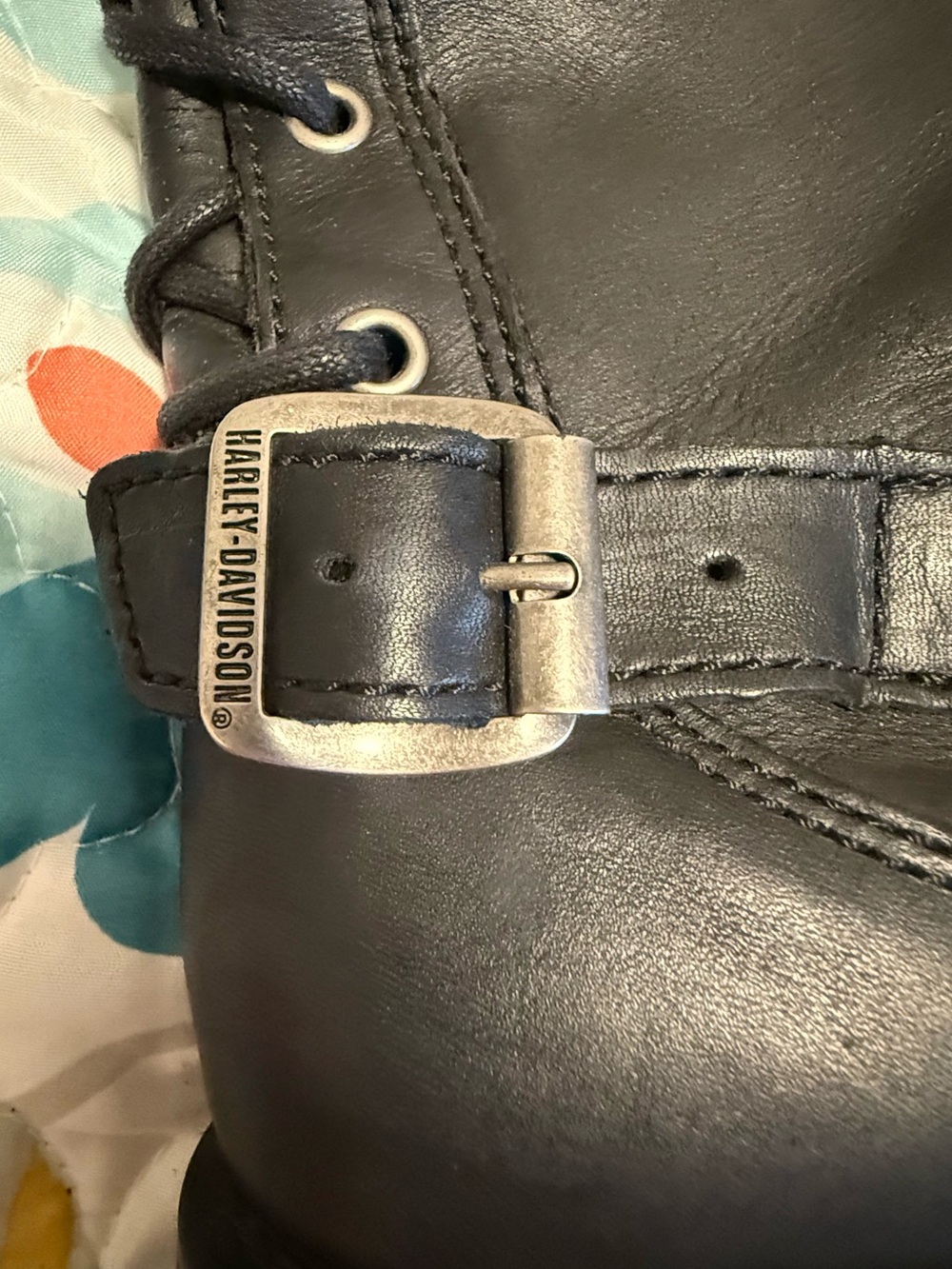 Harley Davidson Women's Black Lace-Up Boots with Buckle Accents - Picture 5 of 9